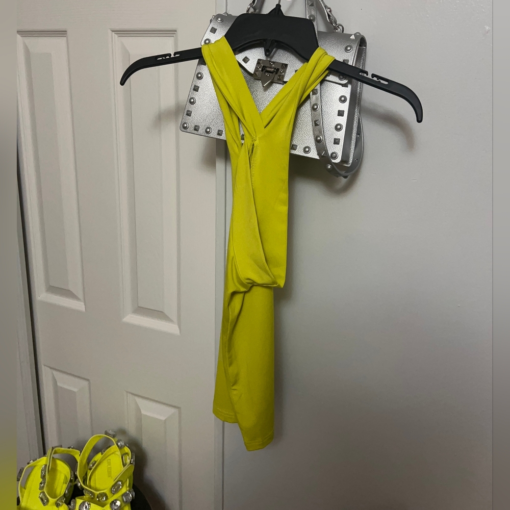 Electric Mustard Yellow Cross Neck Halter